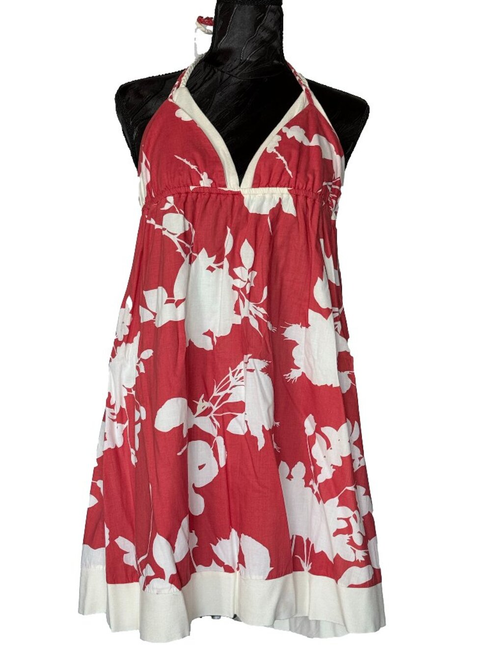 XXI Vintage Red & Cream Halter Mini Dress Size SMALL